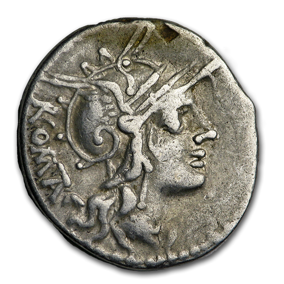 Roman Republic Silver AR Denarius M. Tullius (C.120 BC) Ch Fine Roman Republic Silver AR Denarius M. Tullius (C.120 BC) Ch Fine
